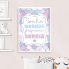 Quadro Sonhe Grande Pequena Sereia 24x18cm Moldura Branca