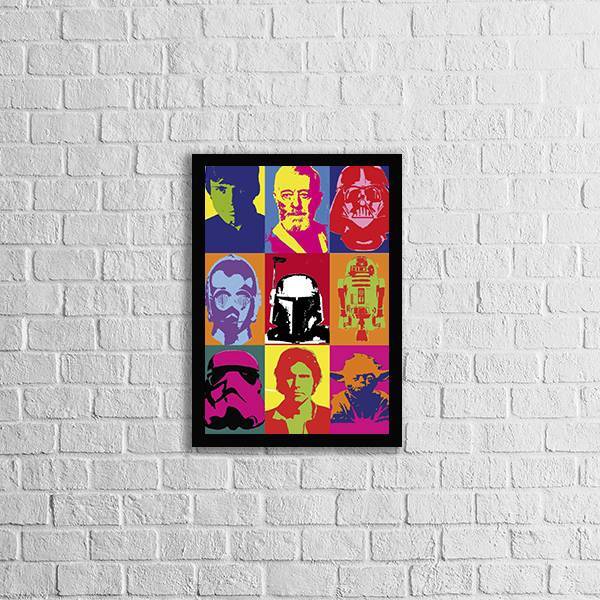 Quadro Star Wars Pop Art 45x34cm - Com Vidro Moldura:madeira