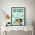 Quadro Stay Humble – Sr. Monopoly 24x18cm - Com Vidro Moldura
