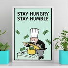 Quadro Stay Humble – Sr. Monopoly 33x24cm Moldura Preta