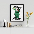 Quadro Stop Thinking Start Drinking 24x18cm Moldura:madeira P