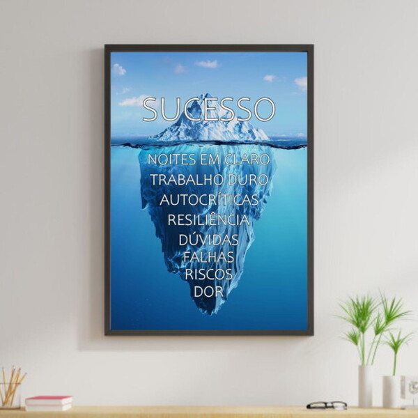 Quadro Sucesso E Noites Em Claro - Iceberg 24x18cm - Com Vidr