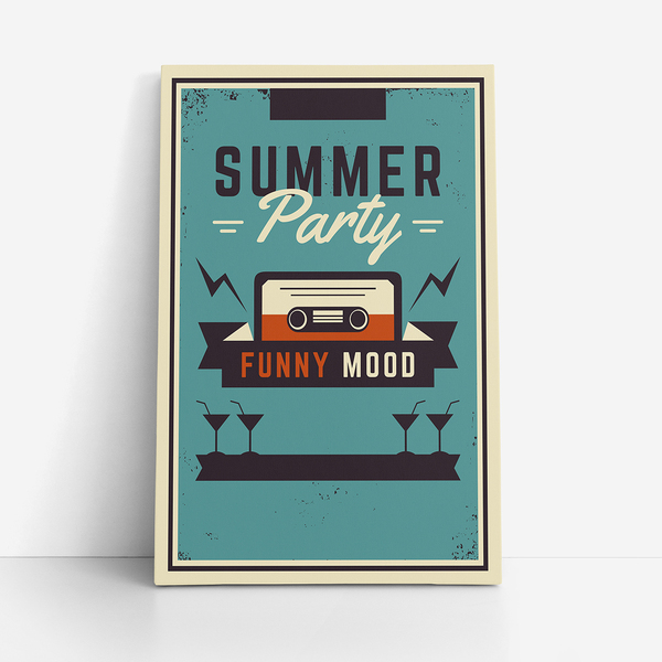 Quadro Summer Party Fita Cassete Funny Mode Canvas 60x40cm
