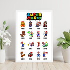 Quadro Super Mário Bros - Evolução 24x18cm - Com Vidro Moldur
