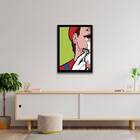 Quadro Super Mário Se Barbeando 24x18cm Moldura:madeira Preta