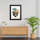 Quadro Surrealista Colagem Onça - 60x48cm Moldura Preta