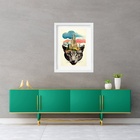 Quadro Surrealista Colagem Onça - 60x48cm Moldura Preta