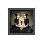 Quadro Surrealista Irmãs Gêmeas 20x20cm Moldura:madeira Preta