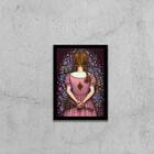 Quadro Surrealista Menina Com Chave 24x18cm Moldura:madeira B