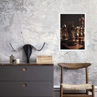 Quadro Tabuleiro Xadrez- Cavalo 24x18cm Moldura:madeira Branca