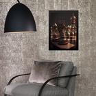 Quadro Tabuleiro Xadrez- Cavalo 45x34cm - Com Vidro Moldura:m