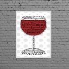 Quadro Taça De Vinho Nomes Uvas 33x24cm - Com Vidro Moldura:m