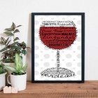 Quadro Taça De Vinho Nomes Uvas 45x34cm Moldura:madeira Preta