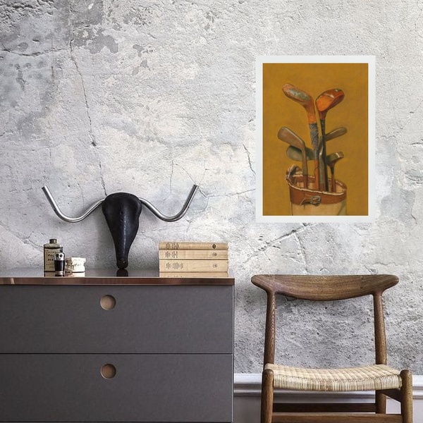 Quadro Tacos De Golf Vintage 45x34cm - Com Vidro Moldura:made