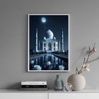 Quadro Taj Mahal - Noite Lua Cheia 24x18cm Moldura:madeira Br