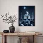 Quadro Taj Mahal - Noite Lua Cheia 33x24cm - Com Vidro Moldur