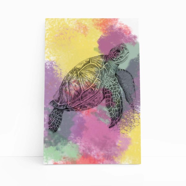 Quadro Tartaruga Aquarela Animal Natureza Canvas 60x40cm