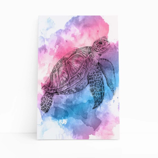 Quadro Tartaruga Aquarela Natureza Animal Canvas 30x40cm