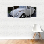 Quadro Tela Canvas Decorativo Carro Fusca Branco 155x65cm