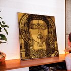 Quadro Tela Decorativa Com Moldura Buda Bege - 70x70cm Carval