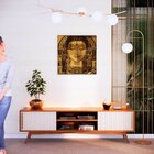 Quadro Tela Decorativa Com Moldura Buda Bege - 70x70cm Carval