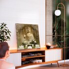 Quadro Tela Decorativa Com Moldura Buda E Flor De Lótus - 70x