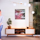 Quadro Tela Decorativa Com Moldura Dente De Leão Fundo Rosa -