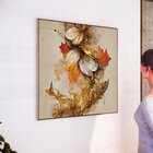 Quadro Tela Decorativa Com Moldura Folhas - 70x70cm Carvalho