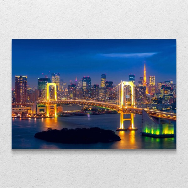 Quadro Tela Decorativa Rainbow Bridge Tokyo Sem Moldura Sem V