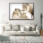 Quadro Tela Moderna Decorativo Family Lion Com Moldura E Sem