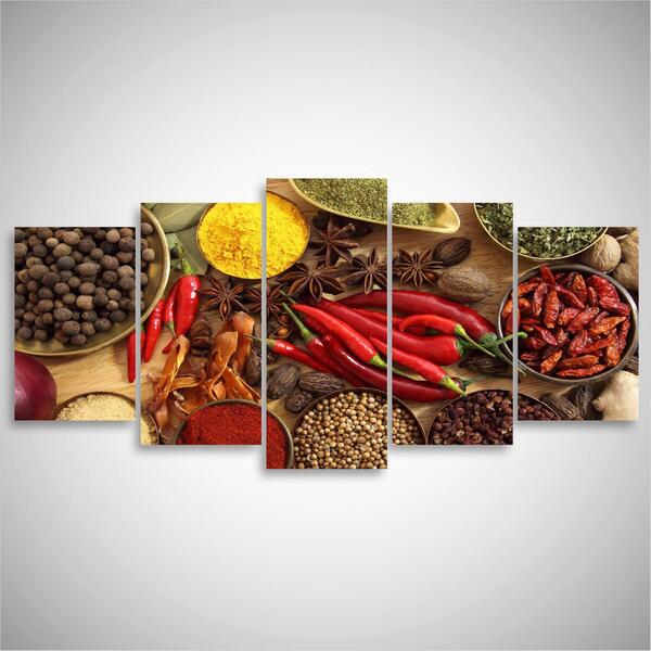 Quadro Temperos De Comida Para Cozinha Restaurantes Mosaico