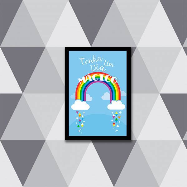 Quadro Tenha Um Dia Mágico 33x24cm - Com Vidro Moldura:madeir