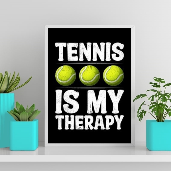 Quadro Tennis Is My Therapy 24x18cm - Com Vidro Moldura:madei