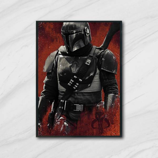 Quadro The Mandalorian Star Wars 24x18cm Moldura:madeira Preta