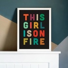 Quadro This Girl Is On Fire 24x18cm Moldura:madeira Branca