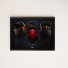 Quadro Three Wise Modern Monkeys 33x24cm - Com Vidro Moldura: