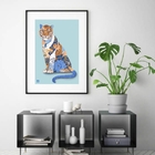 Quadro Tigre Estampado - 60x48cm Moldura:madeira Branca