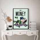 Quadro Time Is Money – Sr. Monopoly 24x18cm - Com Vidro Moldu
