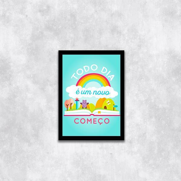 Quadro Todo Dia É Um Novo Começo 45x34cm - Com Vidro Moldura: