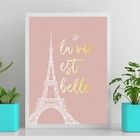 Quadro Torre Eiffel La Vie Est Belle 24x18cm - Com Vidro Mold