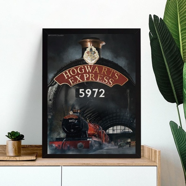 Quadro Trem Expresso De Hogwarts 33x24cm Moldura Preta