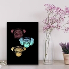 Quadro Três Macacos Sábios 45x34cm Moldura:madeira Preta