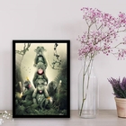 Quadro Três Macacos Sábios Modernos 45x34cm - Com Vidro Moldu