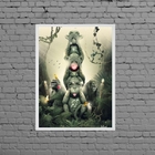 Quadro Três Macacos Sábios Modernos 45x34cm Moldura:madeira B