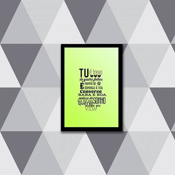 Quadro Tu É Trevo De Quatro Folhas 24x18cm - Com Vidro Moldur