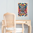 Quadro Tudo Posso Em Deus 24x18cm - Com Vidro Moldura Branca