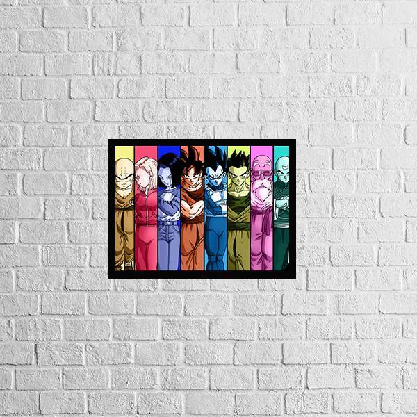 Quadro Turma Dragon Ball Z 24x18cm Moldura:madeira Preta