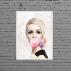Quadro Twiggy Bubble Gum 45x34cm Moldura:madeira Preta