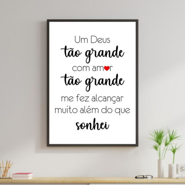 Quadro Um Deus Tão Grande 45x34cm - Com Vidro Moldura:madeira