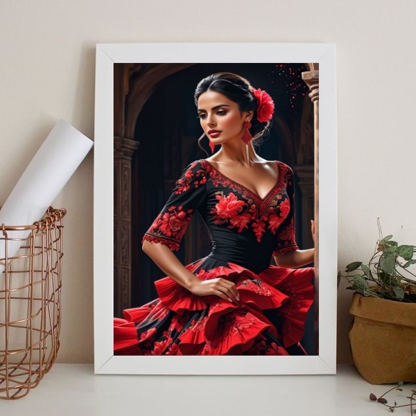 Quadro Umbanda Cigana Pombagira 45x34cm - Com Vidro Moldura:m